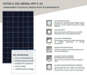 اطلاعات پنل خورشیدی 265 تا 280 وات نور